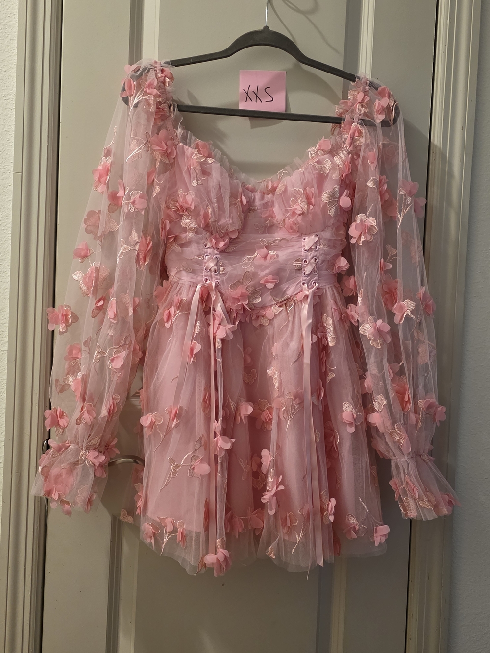 Sugar Thrillz Pink Floral Appliqué Tulle Party Dress